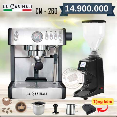 Combo Máy pha cà phê Carimali CM 260 và Máy xay cà phê GEMILAI CRM 022
