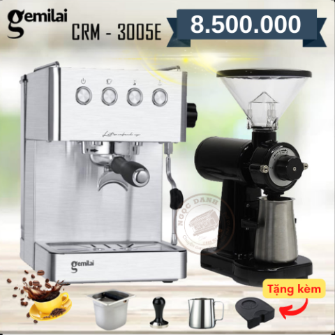 Combo Máy pha cà phê Gemilai CRM 3005 E và Máy xay cà phê CRM 500N