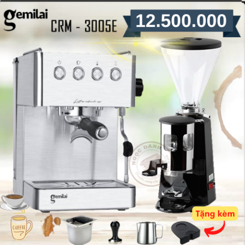 Combo máy pha cà phê Gemilai CRM 3005 E và Máy xay N900